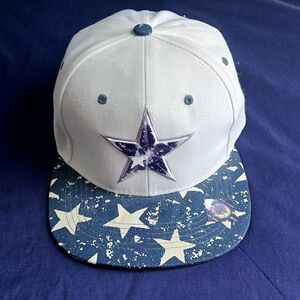 Star Texas Flag Embroidered Snapback Hat Headlines Inc Navy Blue & White